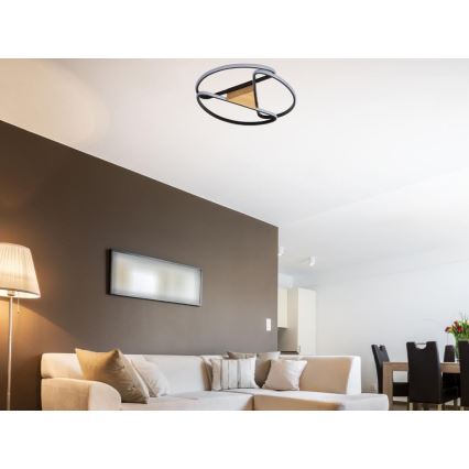 LED Plafon ściemnialny LED/75W/230V 3000-6500K brązowy/czarny + pilot zdalnego sterowania
