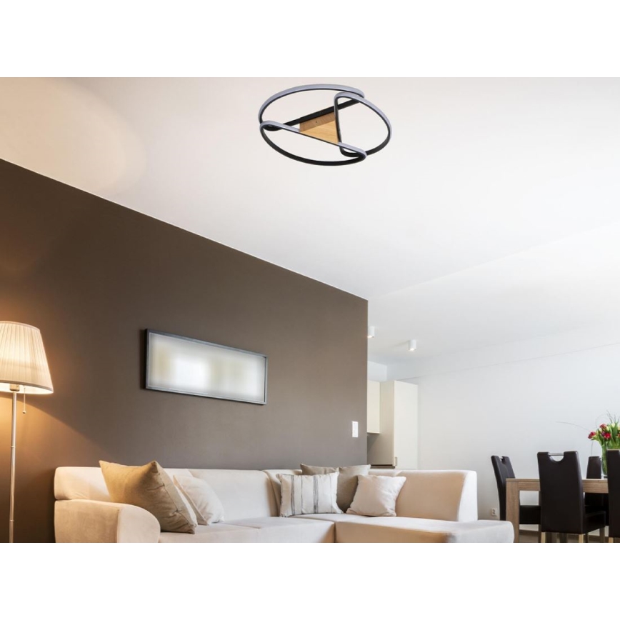 LED Plafon ściemnialny LED/75W/230V 3000-6500K brązowy/czarny + pilot zdalnego sterowania