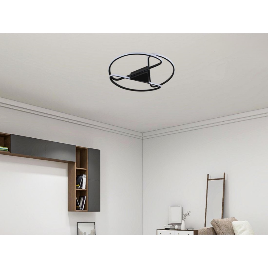 LED Plafon ściemnialny LED/75W/230V 3000-6500K czarny + pilot zdalnego sterowania