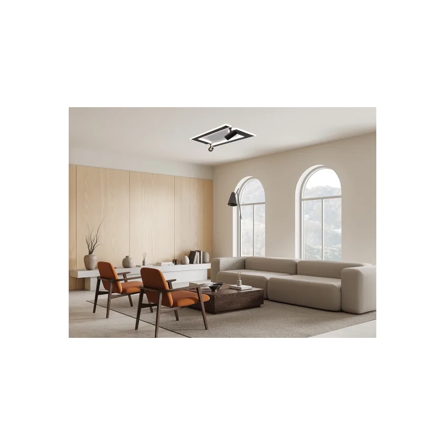 LED Plafon ściemnialny LED/80W/230V 3000-6500K czarny + pilot zdalnego sterowania