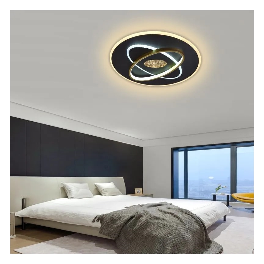 LED Plafon ściemnialny LED/80W/230V 3000-6500K czarny + zdalne sterowanie