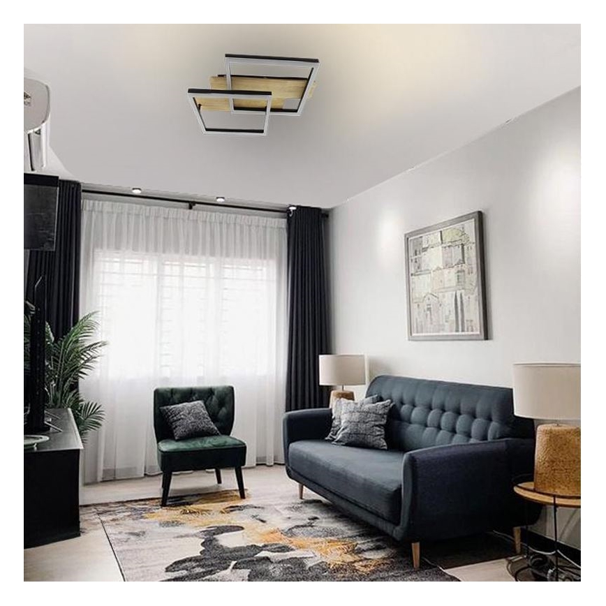 LED Plafon ściemnialny LED/85W/230V 3000-6500K dąb + pilot zdalnego sterowania