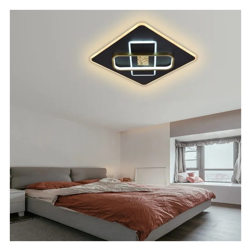 LED Plafon ściemnialny LED/90W/230V 3000-6500K czarny + zdalne sterowanie