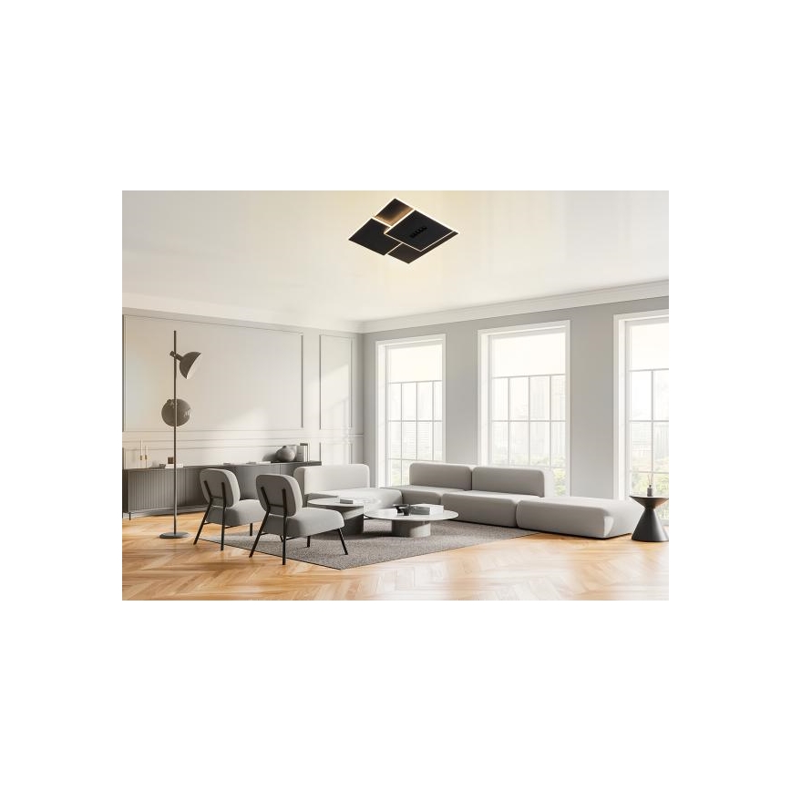 LED Plafon ściemnialny LED/95W/230V 3000-6500K czarny + pilot zdalnego sterowania
