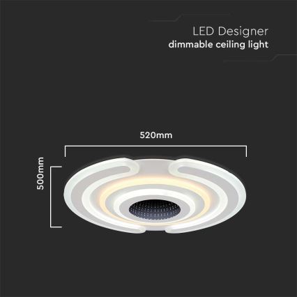 LED Plafon ściemnialny LED/95W/230V 3000-6500K + pilot zdalnego sterowania
