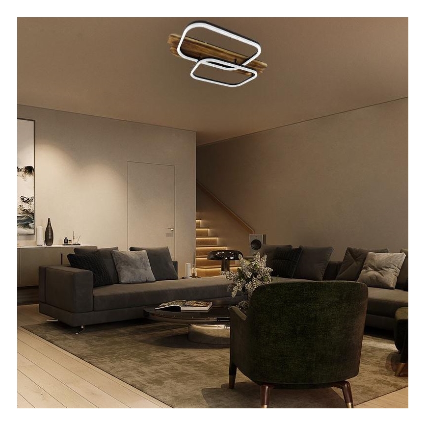 LED Plafon ściemnialny LED/95W/230V 3000-6500K dąb + pilot zdalnego sterowania