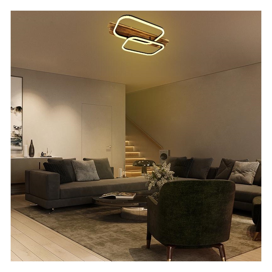 LED Plafon ściemnialny LED/95W/230V 3000-6500K dąb + pilot zdalnego sterowania