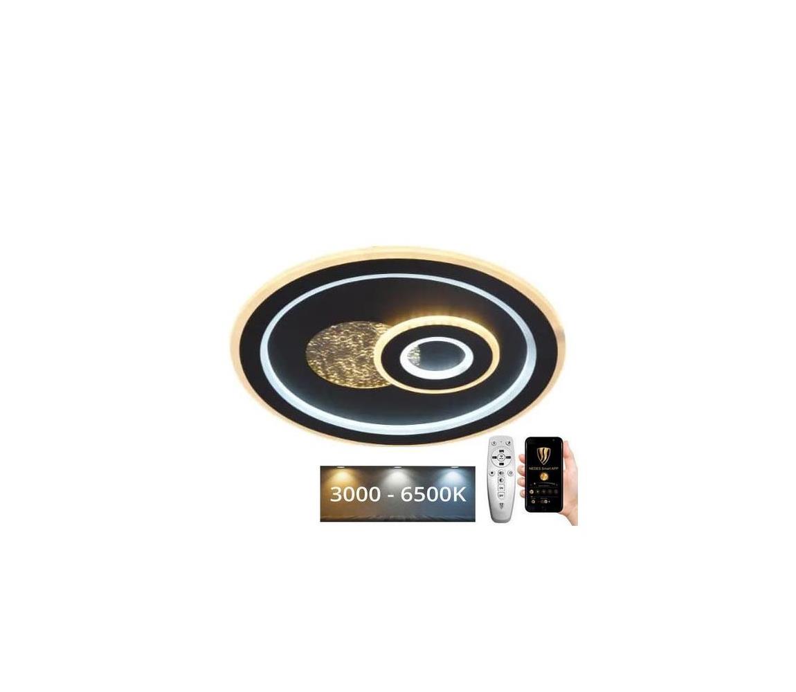 LED Plafon ściemnialny LED/95W/230V czarny + zdalne sterowanie