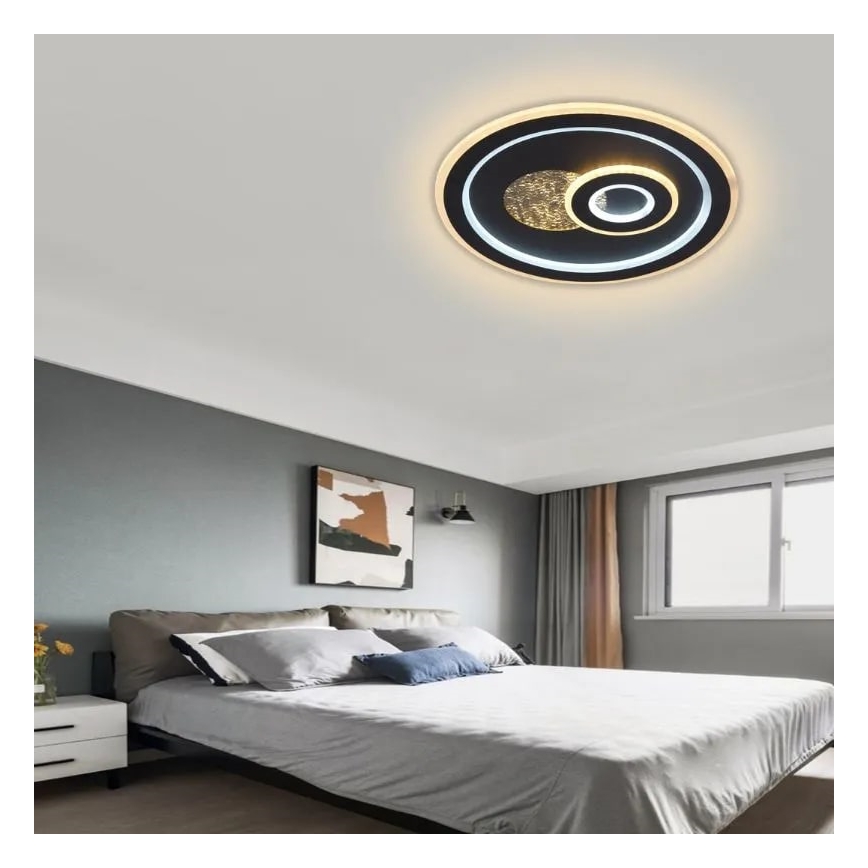 LED Plafon ściemnialny LED/95W/230V 3000-6500K czarny + zdalne sterowanie