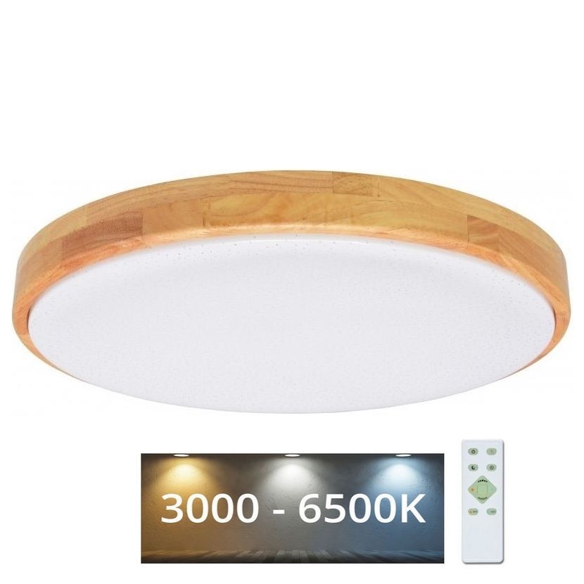 LED Plafon ściemnialny LENA LED/60W/230V 3000-6500K dąb + pilot zdalnego sterowania