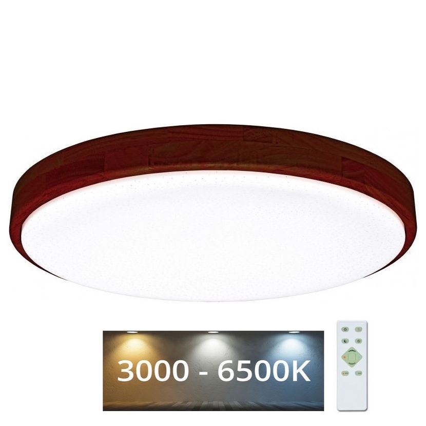 LED Plafon ściemnialny LENA LED/60W/230V 3000-6500K dąb + pilot zdalnego sterowania