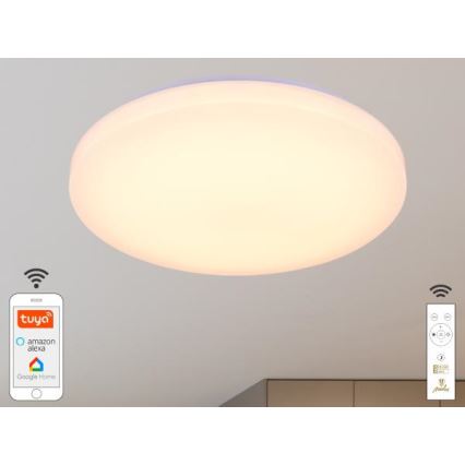 LED Plafon ściemnialny OPAL LED/48W/230V 2700-6500K Wi-Fi Tuya biały + pilot zdalnego sterowania