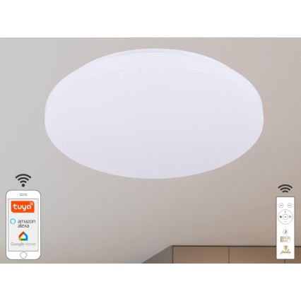 LED Plafon ściemnialny OPAL LED/48W/230V 2700-6500K Wi-Fi Tuya biały + pilot zdalnego sterowania