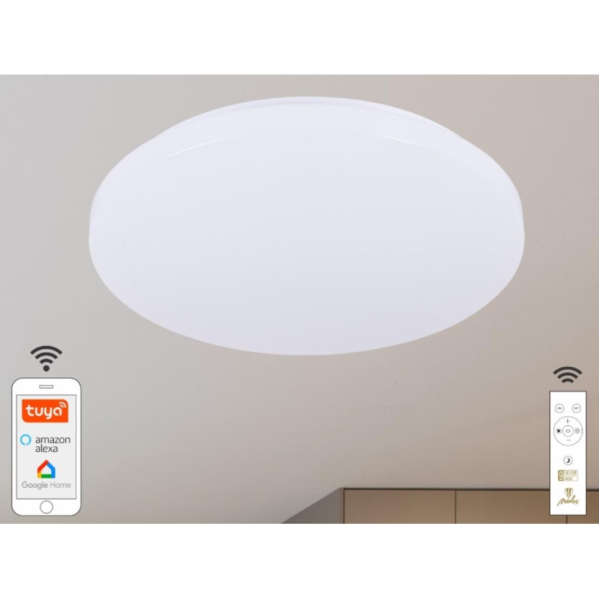 LED Plafon ściemnialny OPAL LED/48W/230V 2700-6500K Wi-Fi Tuya biały + pilot zdalnego sterowania