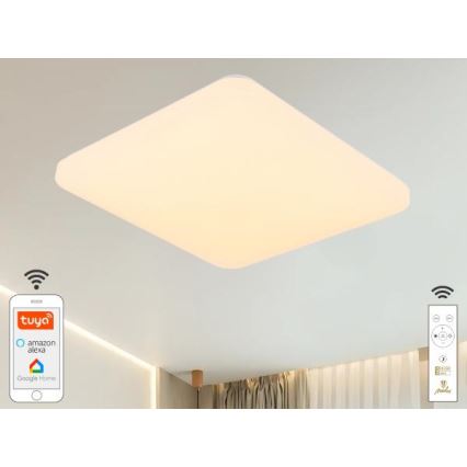 LED Plafon ściemnialny OPAL LED/48W/230V 2700-6500K Wi-Fi Tuya biały + pilot zdalnego sterowania