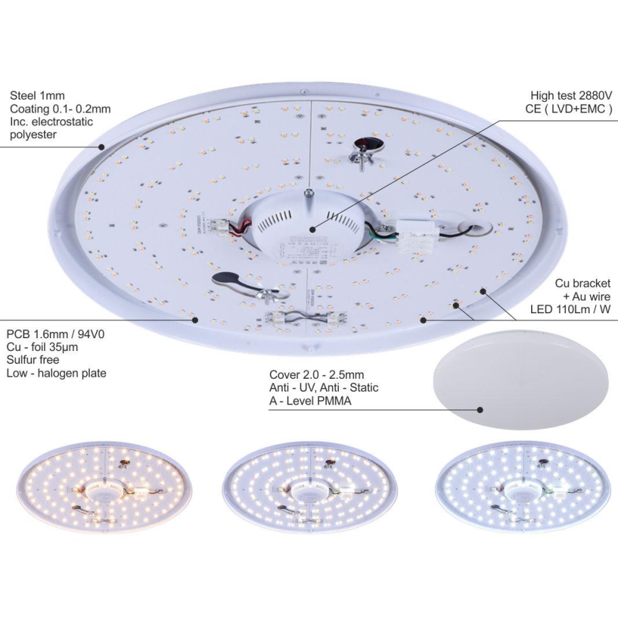 LED Plafon ściemnialny OPAL LED/50W/230V + pilot zdalnego sterowania