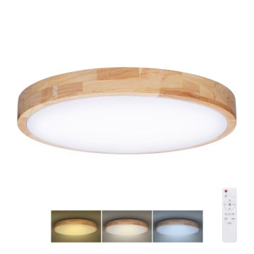 LED Plafon ściemnialny SOLID OAK LED/48W/230V 3000-6500K dąb śr. 39 cm + pilot zdalnego sterowania