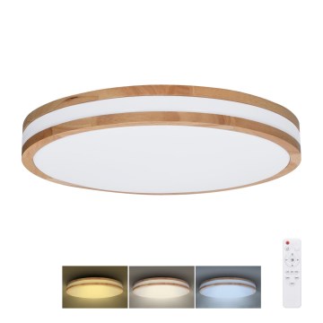 LED Plafon ściemnialny WOODY LED/60W/230V 3000-6500K dąb śr. 50 cm + pilot zdalnego sterowania