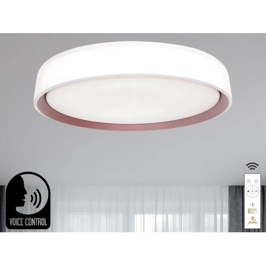 LED Plafon ściemnialny ze sterowaniem głosowym OPAL LED/48W/230V 2700-6500K biały + pilot zdalnego sterowania