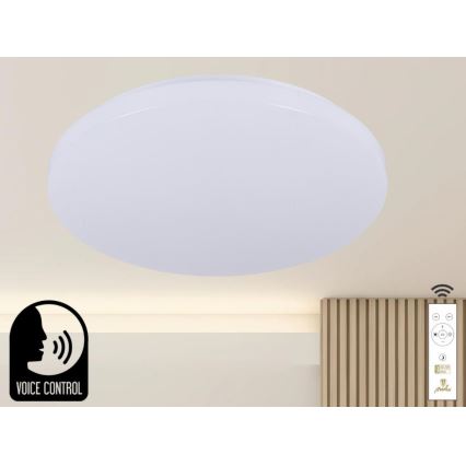 LED Plafon ściemnialny ze sterowaniem głosowym OPAL LED/48W/230V 2700-6500K biały + pilot zdalnego sterowania