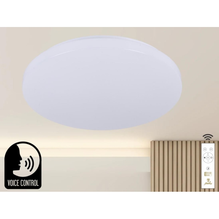 LED Plafon ściemnialny ze sterowaniem głosowym OPAL LED/48W/230V 2700-6500K biały + pilot zdalnego sterowania