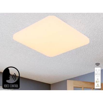 LED Plafon ściemnialny ze sterowaniem głosowym OPAL LED/48W/230V 2700-6500K biały + pilot zdalnego sterowania