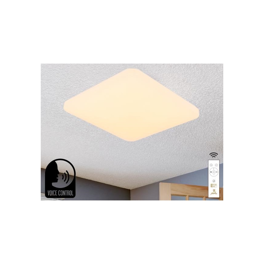 LED Plafon ściemnialny ze sterowaniem głosowym OPAL LED/48W/230V 2700-6500K biały + pilot zdalnego sterowania