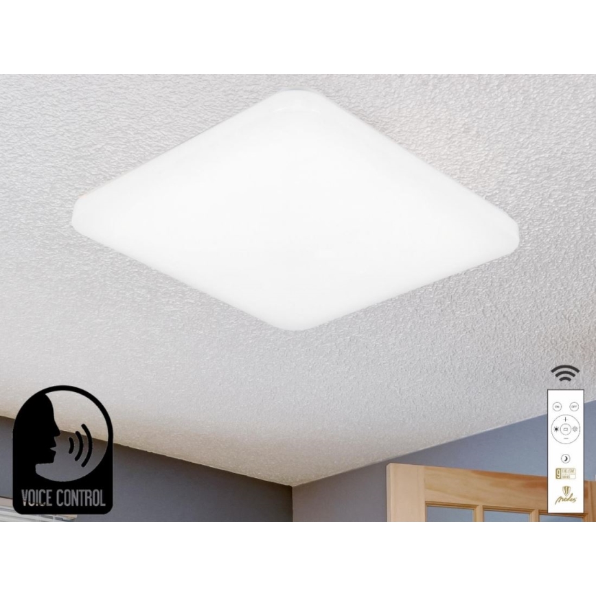 LED Plafon ściemnialny ze sterowaniem głosowym OPAL LED/48W/230V 2700-6500K biały + pilot zdalnego sterowania
