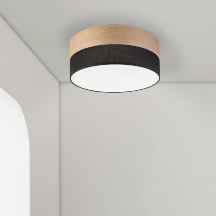 LED Plafon SIRJA WOOD LED/20W/230V śr. 35 cm czarny/dąb