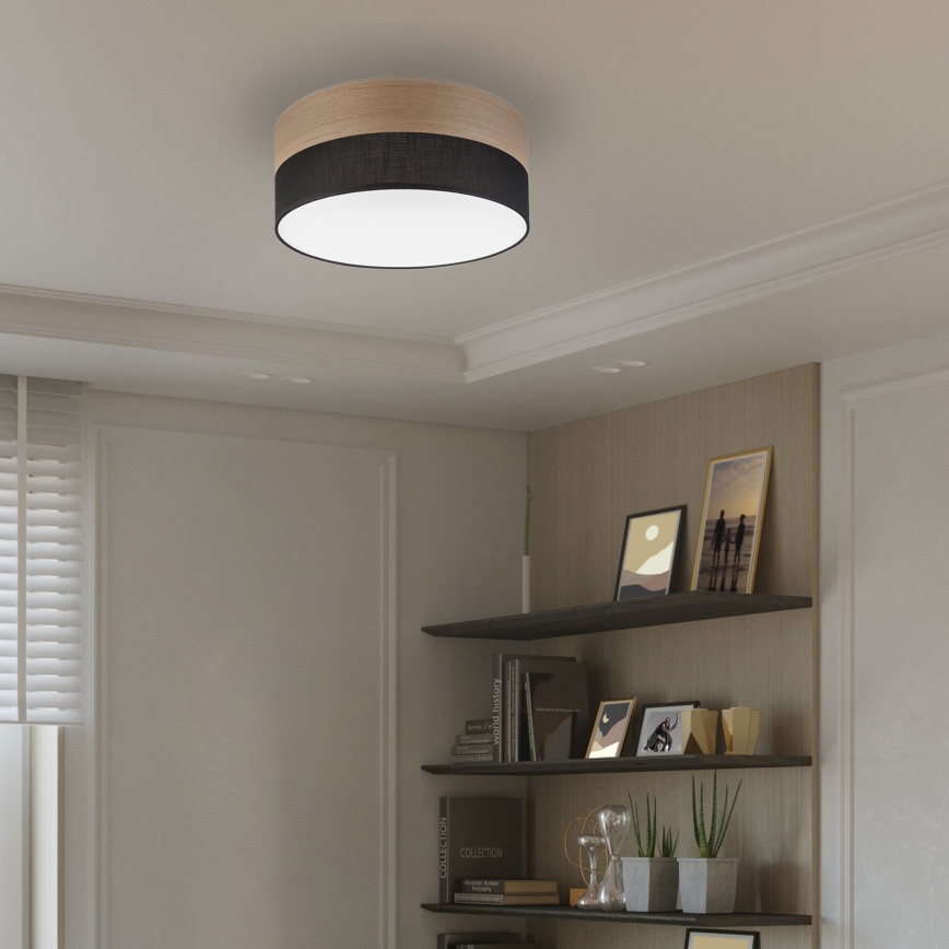 LED Plafon SIRJA WOOD LED/20W/230V śr. 35 cm czarny/dąb