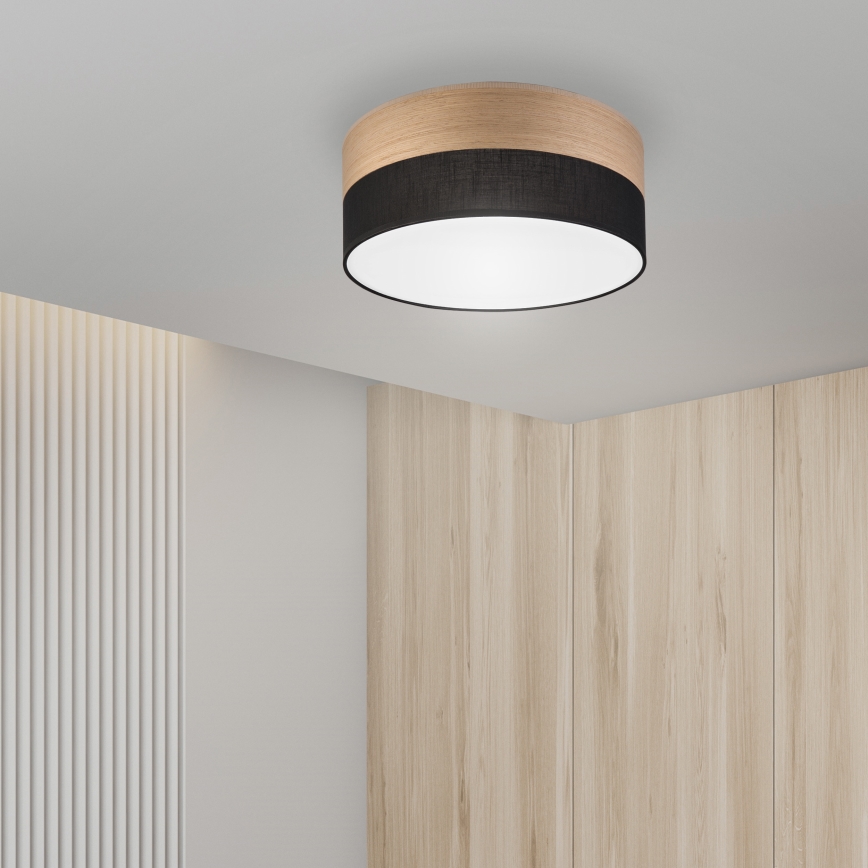 LED Plafon SIRJA WOOD LED/20W/230V śr. 35 cm czarny/dąb