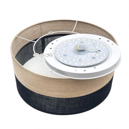 LED Plafon SIRJA WOOD LED/20W/230V śr. 35 cm czarny/dąb