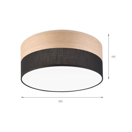 LED Plafon SIRJA WOOD LED/20W/230V śr. 35 cm czarny/dąb