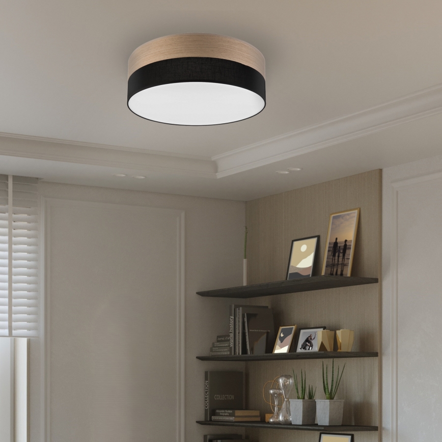 LED Plafon SIRJA WOOD LED/36W/230V śr. 45 cm czarny/dąb