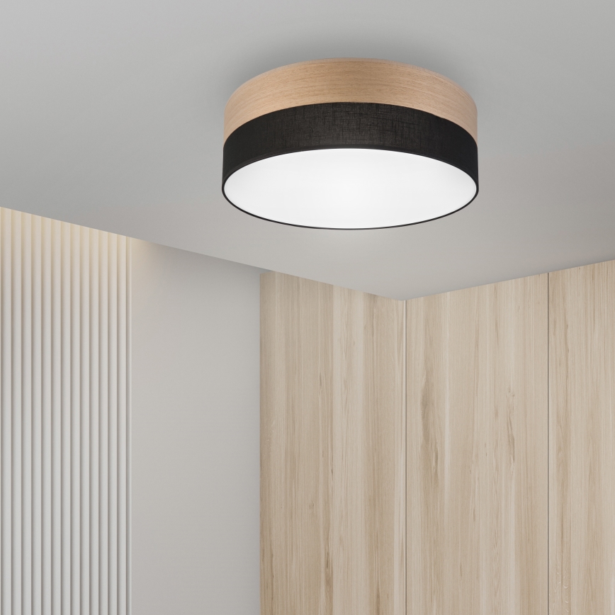 LED Plafon SIRJA WOOD LED/36W/230V śr. 45 cm czarny/dąb