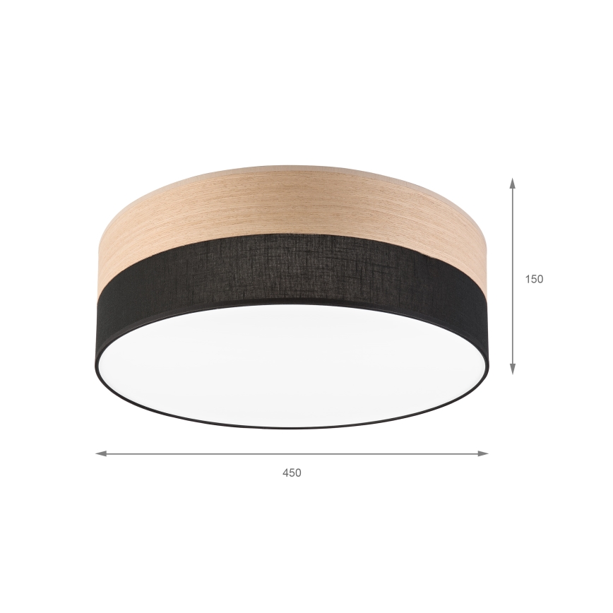 LED Plafon SIRJA WOOD LED/36W/230V śr. 45 cm czarny/dąb