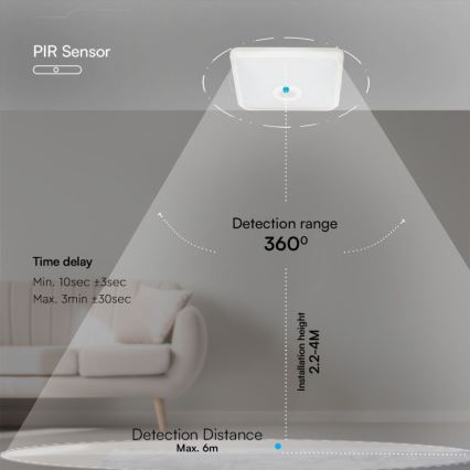 LED Plafon z czujnikiem SAMSUNG CHIP LED/12W/230V 3000/4000/6000K biały