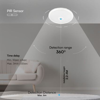 LED Plafon z czujnikiem SAMSUNG CHIP LED/12W/230V 3000/4000/6000K śr. 29 cm biały
