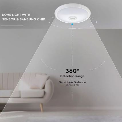 LED Plafon z czujnikiem SAMSUNG CHIP 1xLED/12W/230V 4000K