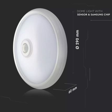 LED Plafon z czujnikiem SAMSUNG CHIP 1xLED/12W/230V 4000K