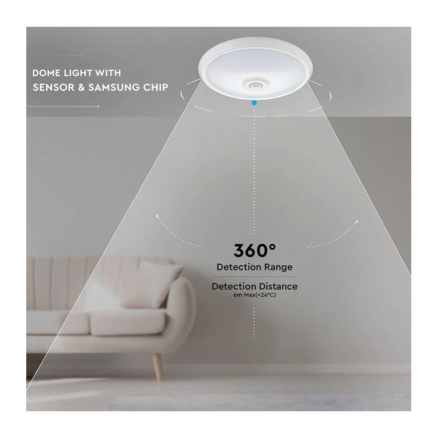 LED Plafon z czujnikiem SAMSUNG CHIP LED/12W/230V 4000K śr. 29 cm