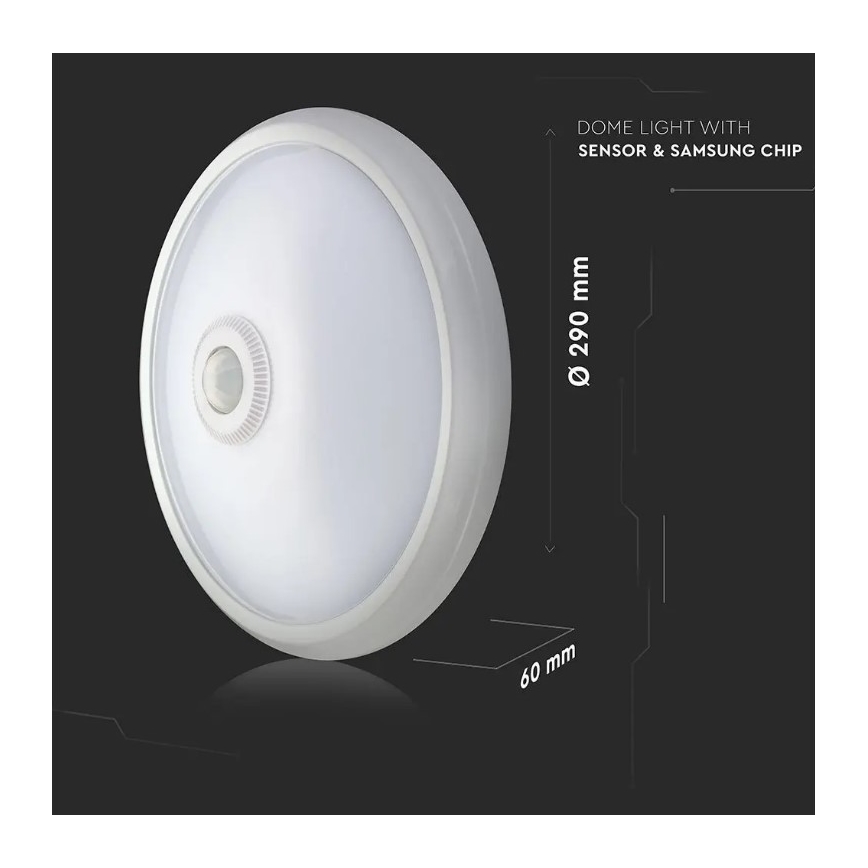 LED Plafon z czujnikiem SAMSUNG CHIP LED/12W/230V 4000K śr. 29 cm