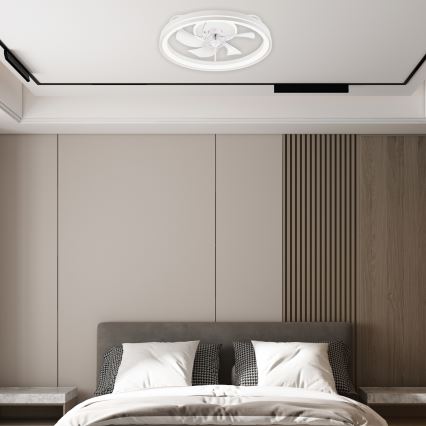 LED Ściemniany plafon z wentylatorem FARGO LED/37W/230V biały + pilot