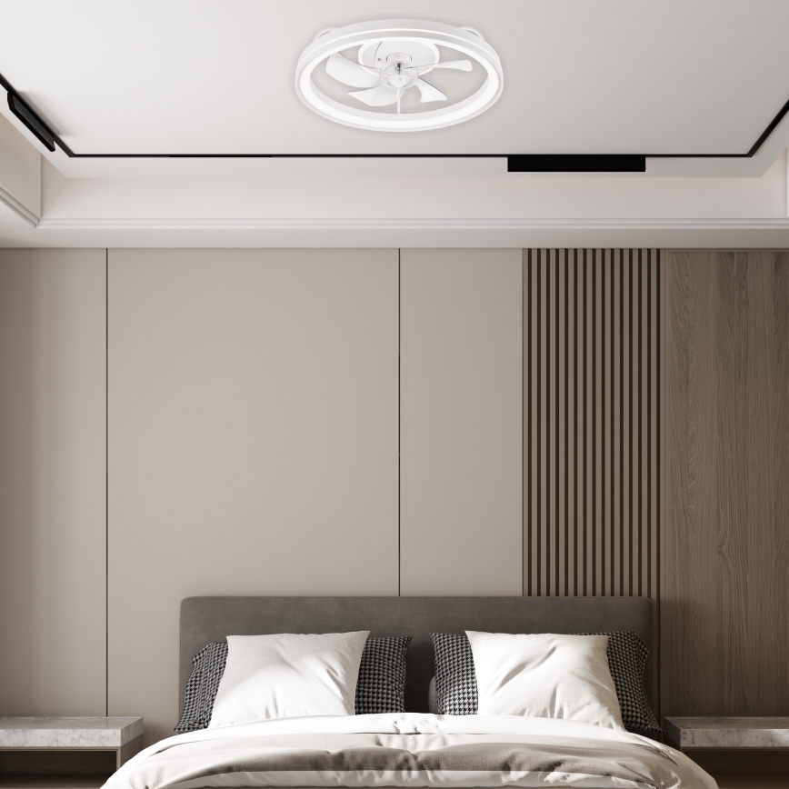 LED Ściemniany plafon z wentylatorem FARGO LED/37W/230V biały + pilot
