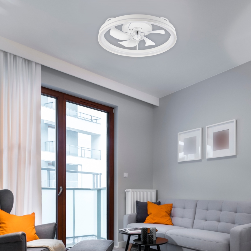 LED Ściemniany plafon z wentylatorem FARGO LED/37W/230V biały + pilot