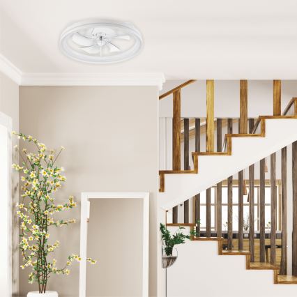 LED Ściemniany plafon z wentylatorem FARGO LED/37W/230V biały + pilot