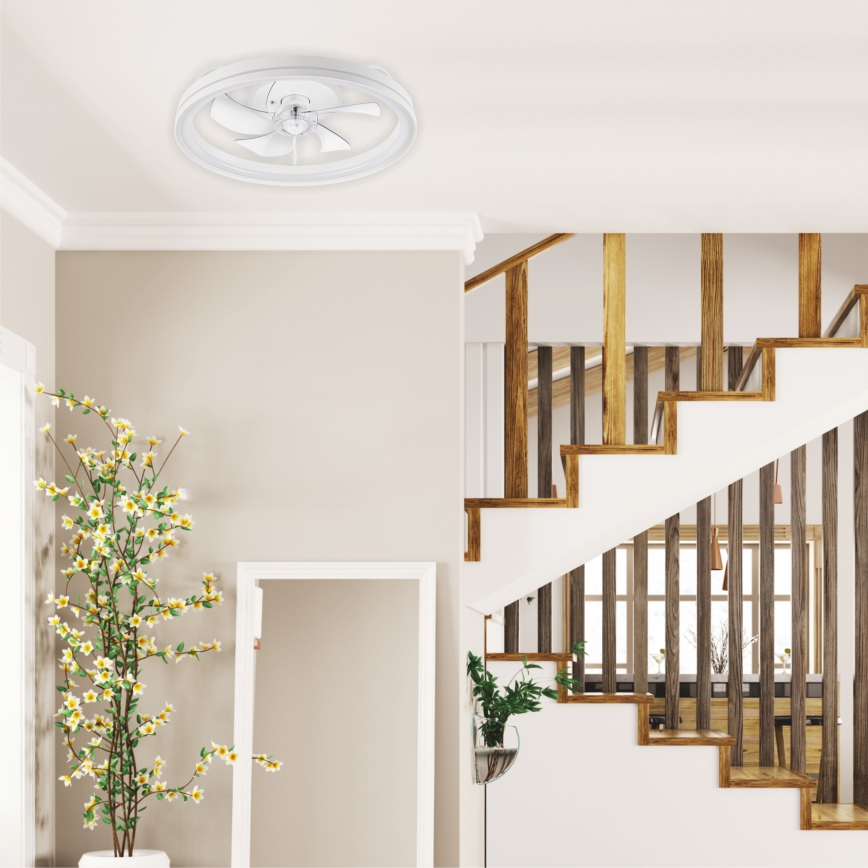 LED Ściemniany plafon z wentylatorem FARGO LED/37W/230V biały + pilot