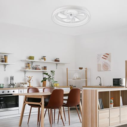 LED Ściemniany plafon z wentylatorem FARGO LED/37W/230V biały + pilot