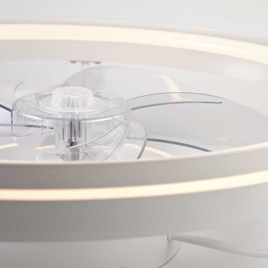 LED Ściemniany plafon z wentylatorem FARGO LED/37W/230V biały + pilot