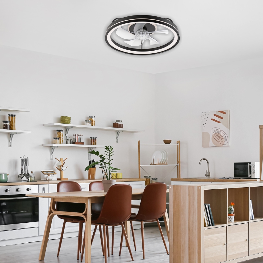 LED Ściemniany plafon z wentylatorem FARGO LED/37W/230V czarny + pilot zdalnego sterowania